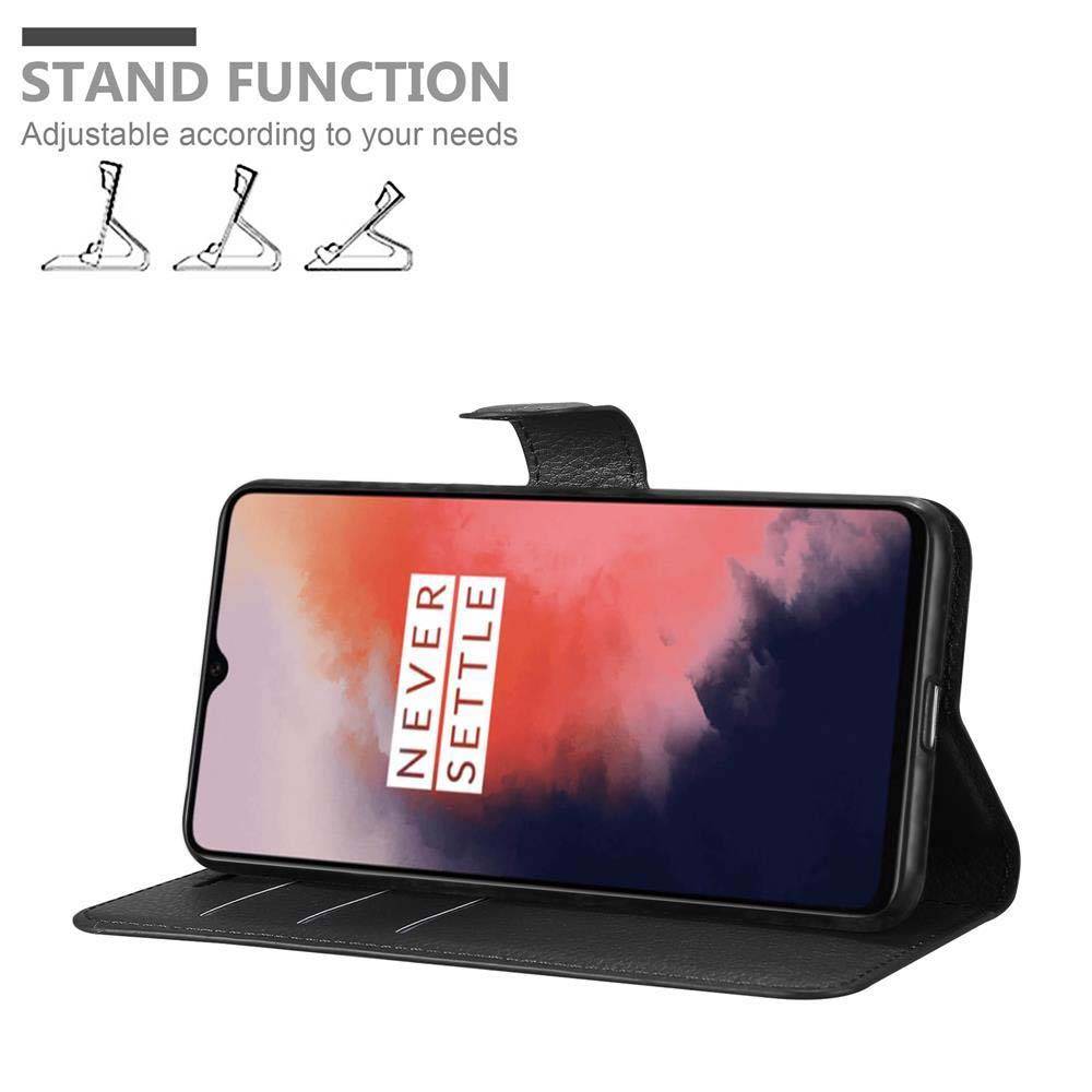 Cadorabo Hülle für OnePlus 7T Schutz Hülle in Schwarz Handyhülle Etui Case Cover Magnetverschluss
