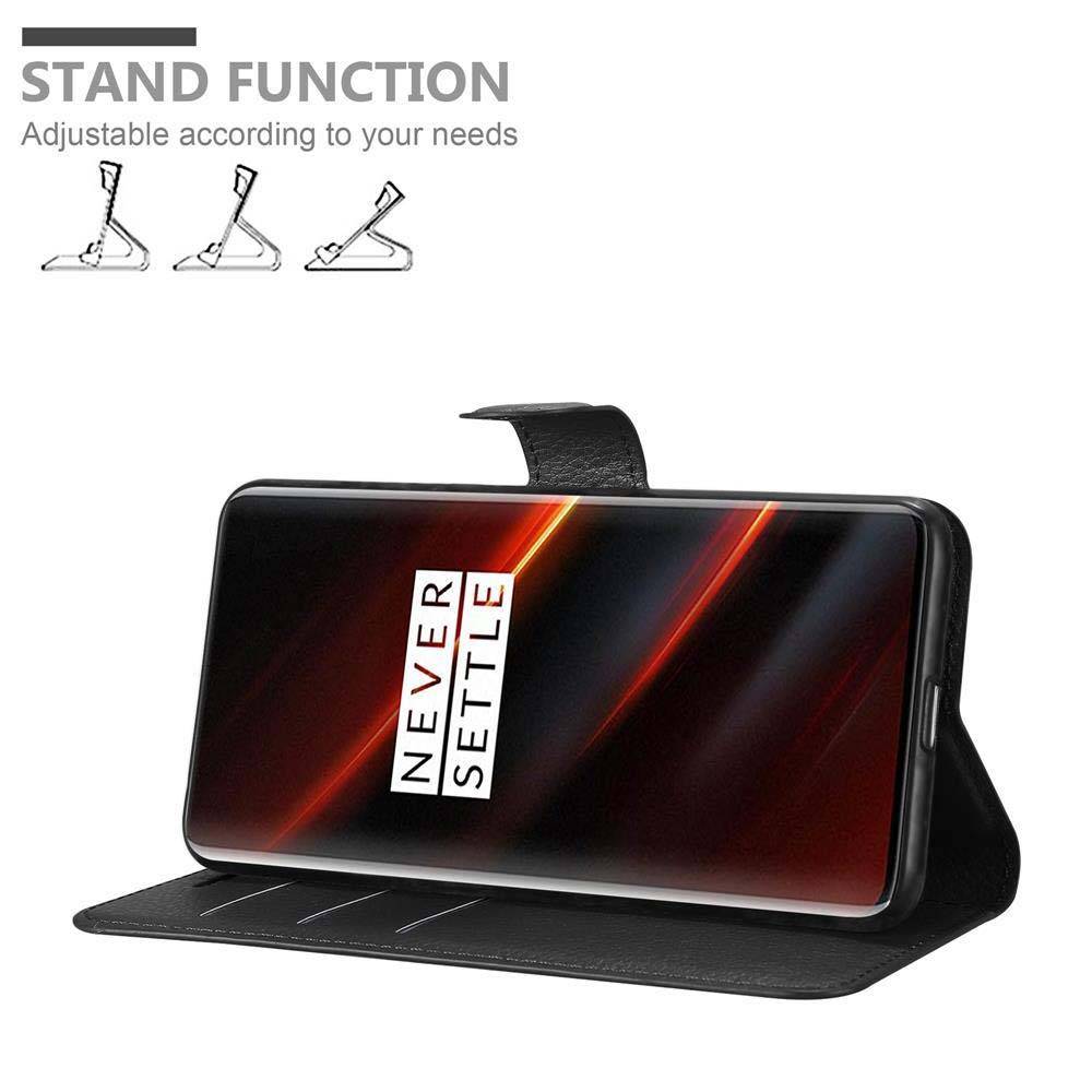 Cadorabo Hülle für OnePlus 7T PRO Schutz Hülle in Schwarz Handyhülle Etui Case Cover Magnetverschluss