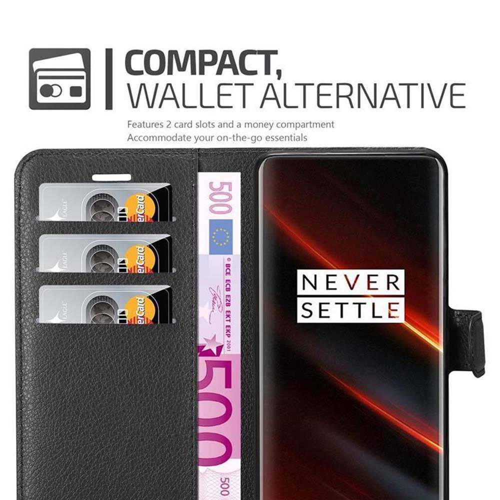 Cadorabo Hülle für OnePlus 7T PRO Schutz Hülle in Schwarz Handyhülle Etui Case Cover Magnetverschluss