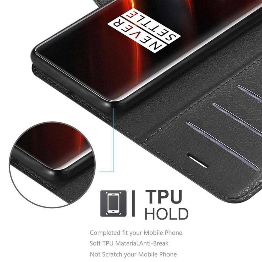 Cadorabo Hülle für OnePlus 7T PRO Schutz Hülle in Schwarz Handyhülle Etui Case Cover Magnetverschluss