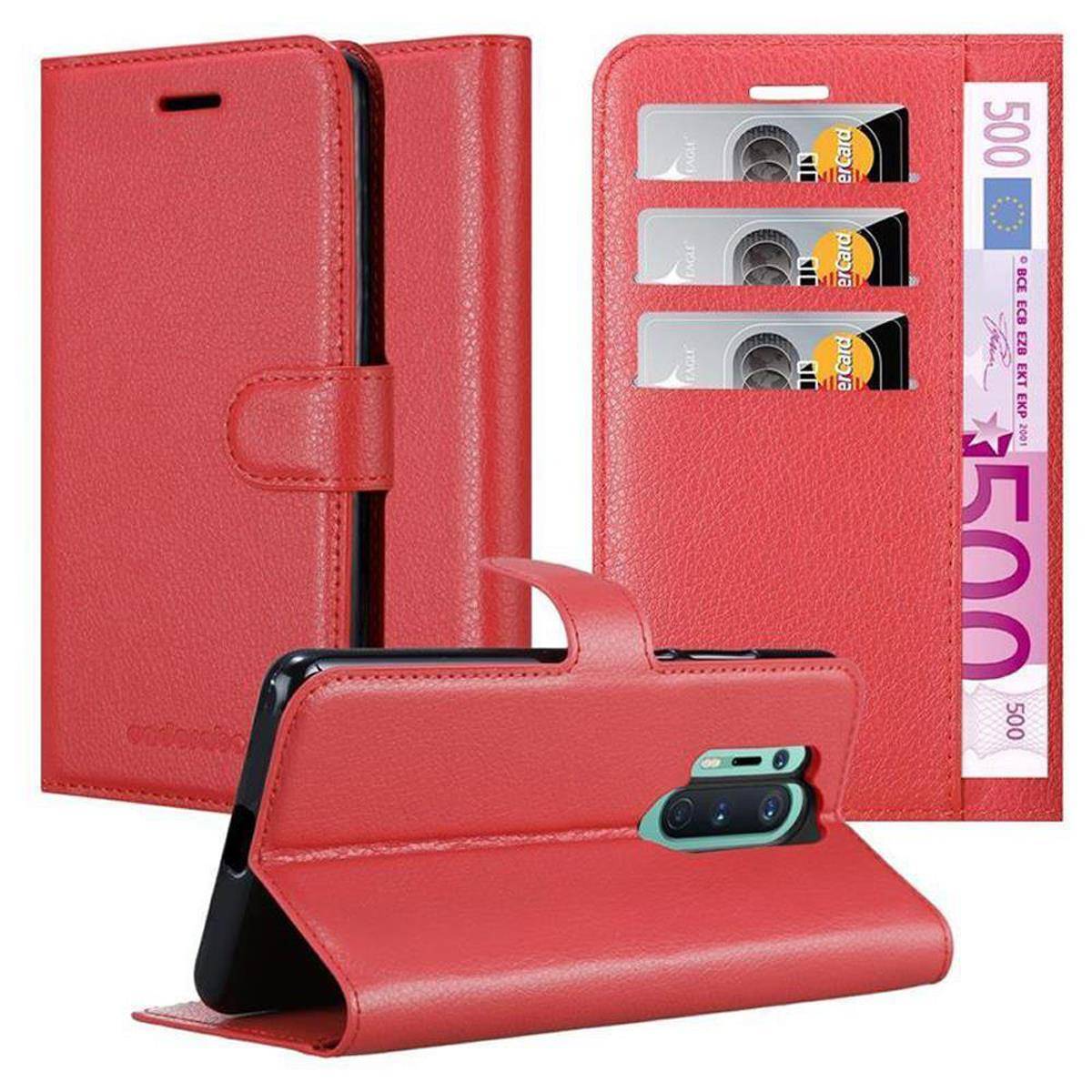 Cadorabo Hülle für OnePlus 8 PRO Schutz Hülle in Rot Handyhülle Etui Case Cover Magnetverschluss