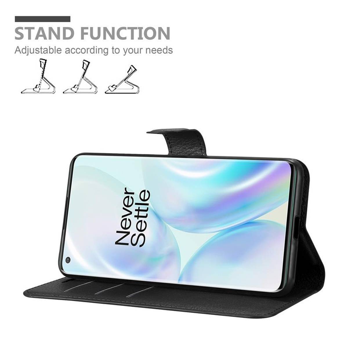 Cadorabo Hülle für OnePlus 8 PRO Schutz Hülle in Schwarz Handyhülle Etui Case Cover Magnetverschluss