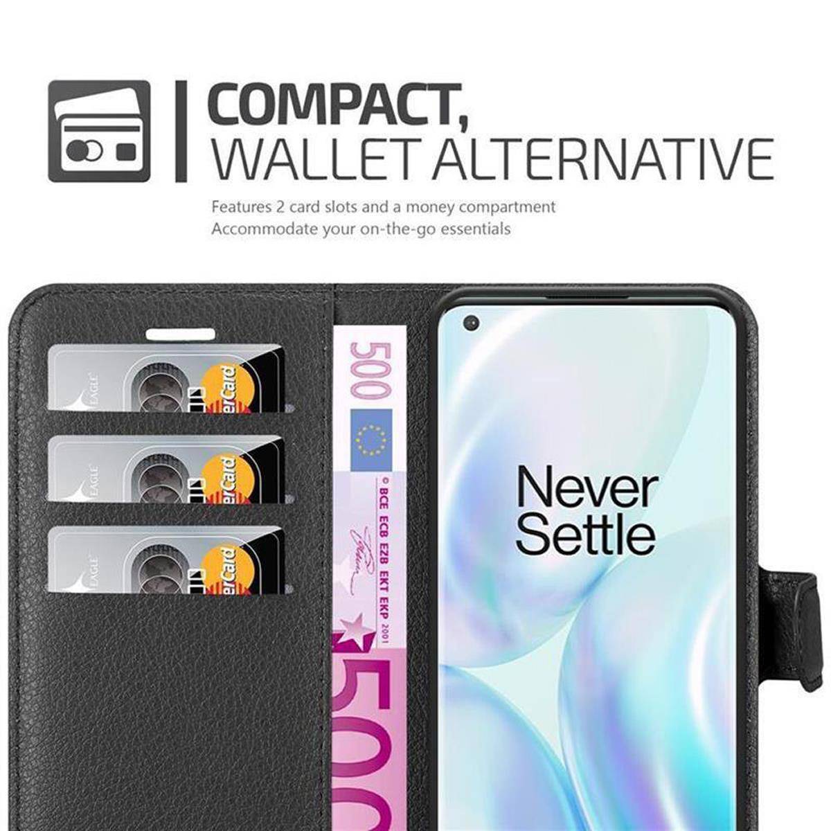Cadorabo Hülle für OnePlus 8 PRO Schutz Hülle in Schwarz Handyhülle Etui Case Cover Magnetverschluss
