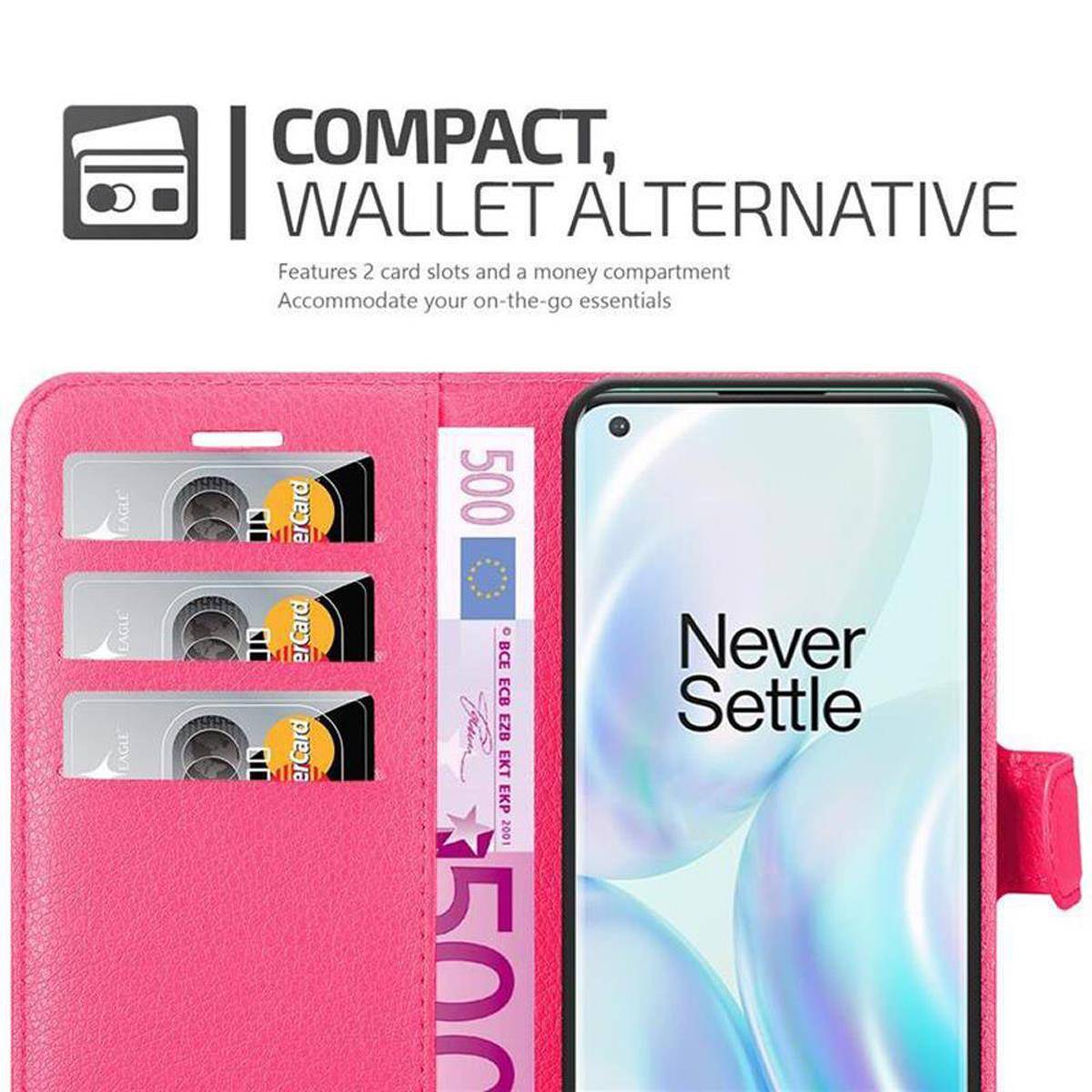 Cadorabo Hülle für OnePlus 8 PRO Schutz Hülle in Pink Handyhülle Etui Case Cover Magnetverschluss