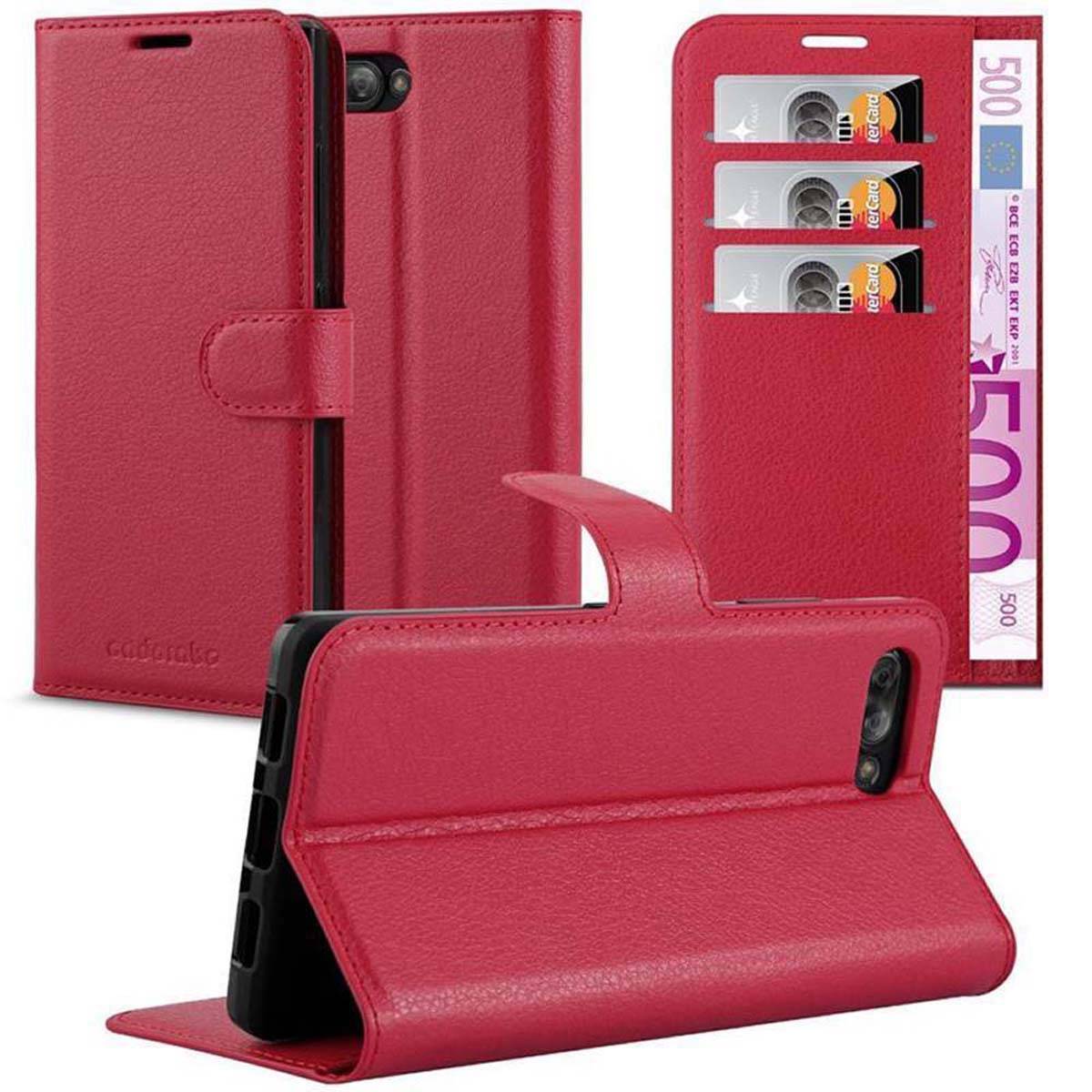 Cadorabo Hülle für Blackberry KEY 2 LE Schutz Hülle in Rot Handyhülle Etui Case Cover Magnetverschluss