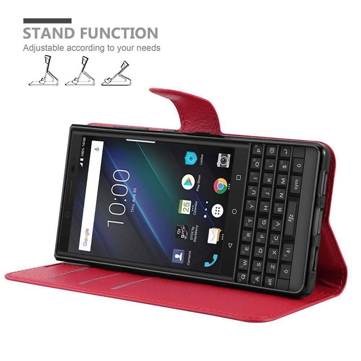 Cadorabo Hülle für Blackberry KEY 2 LE Schutz Hülle in Rot Handyhülle Etui Case Cover Magnetverschluss