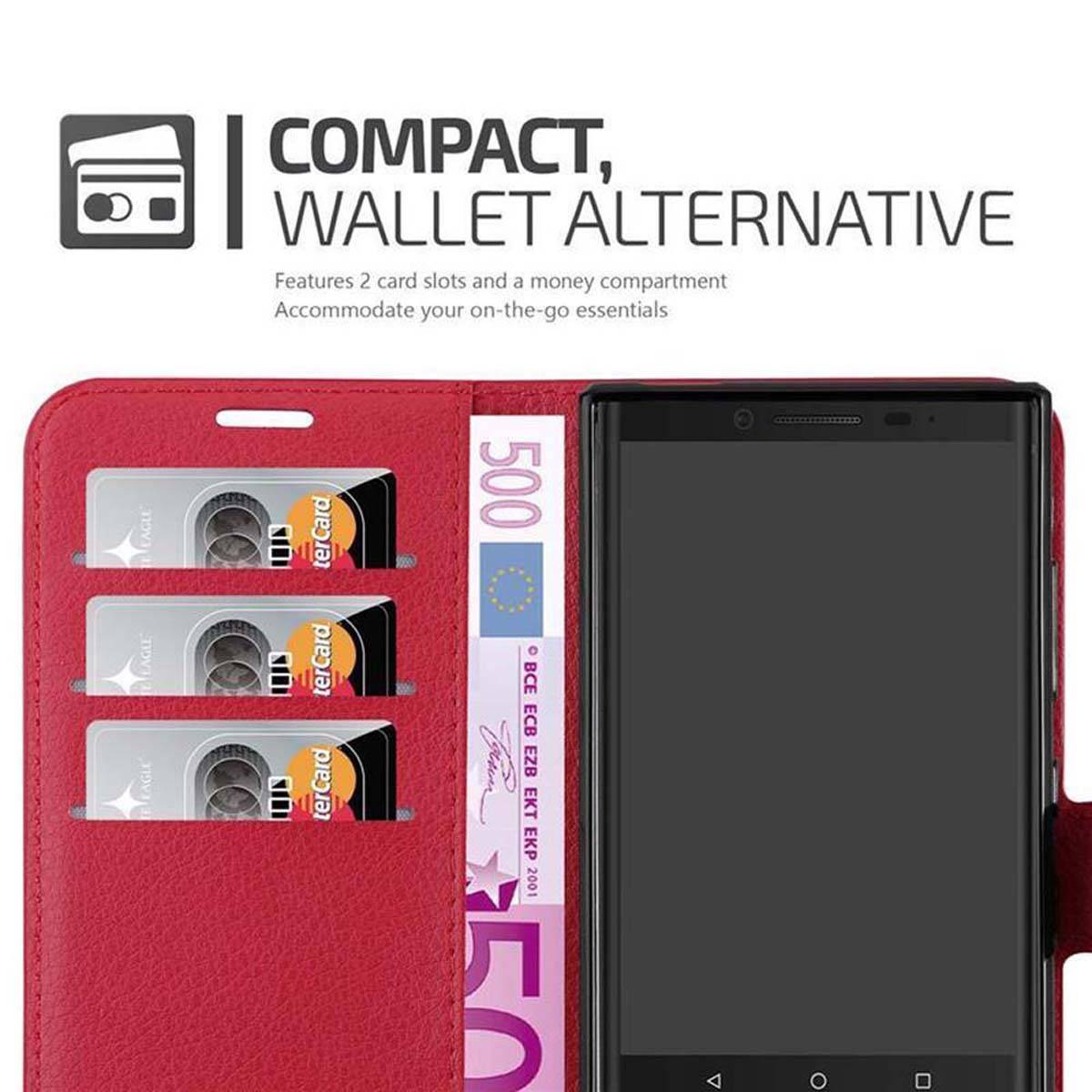 Cadorabo Hülle für Blackberry KEY 2 LE Schutz Hülle in Rot Handyhülle Etui Case Cover Magnetverschluss