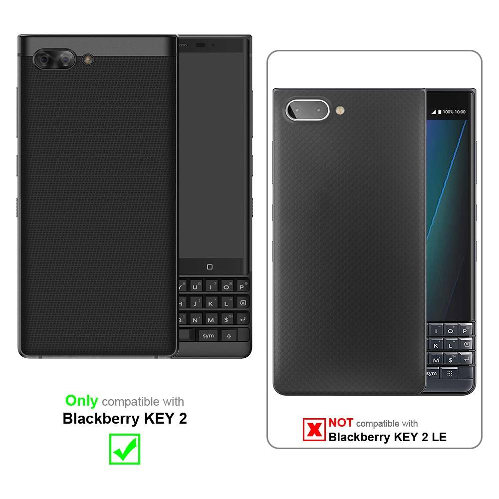 Cadorabo Hülle für Blackberry KEY 2 LE Schutz Hülle in Rot Handyhülle Etui Case Cover Magnetverschluss