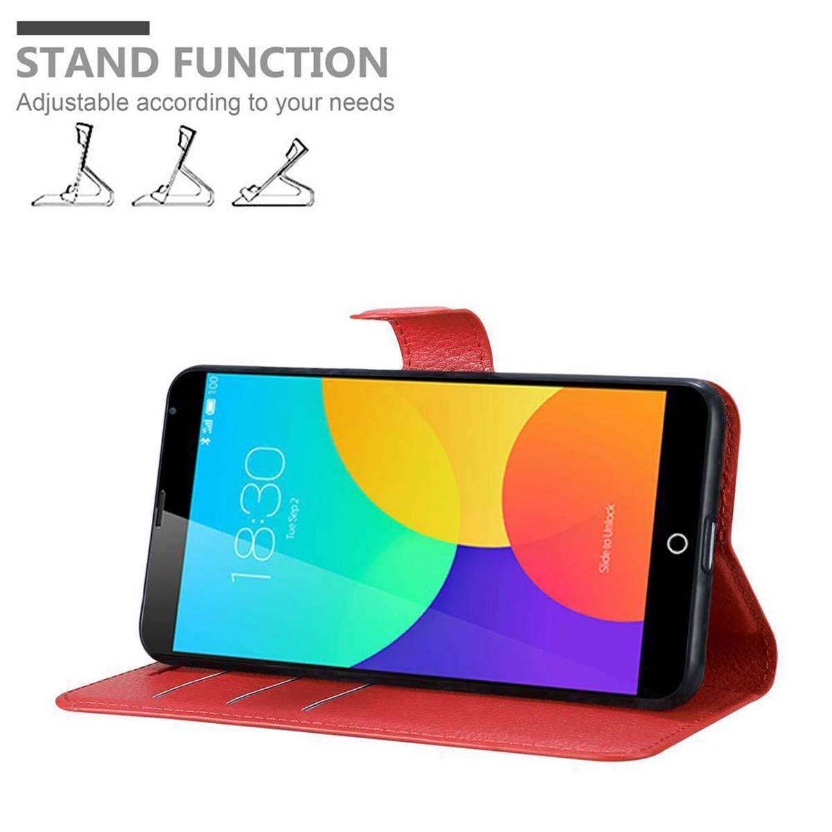 Cadorabo Hülle für MEIZU MX4 Schutz Hülle in Rot Handyhülle Etui Case Cover Magnetverschluss