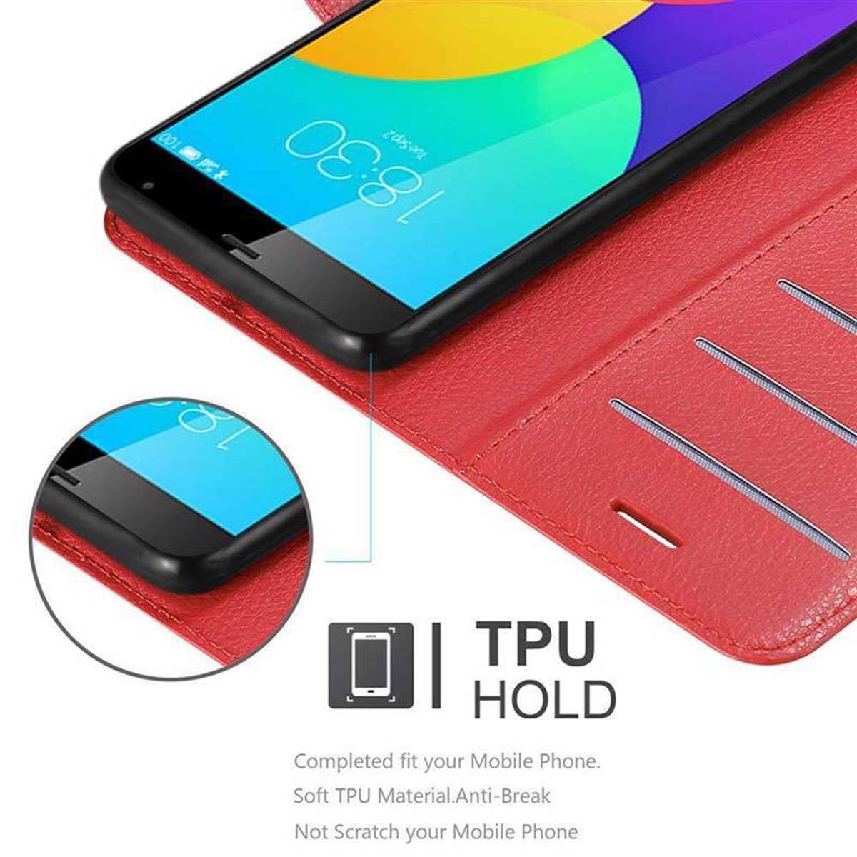 Cadorabo Hülle für MEIZU MX4 Schutz Hülle in Rot Handyhülle Etui Case Cover Magnetverschluss
