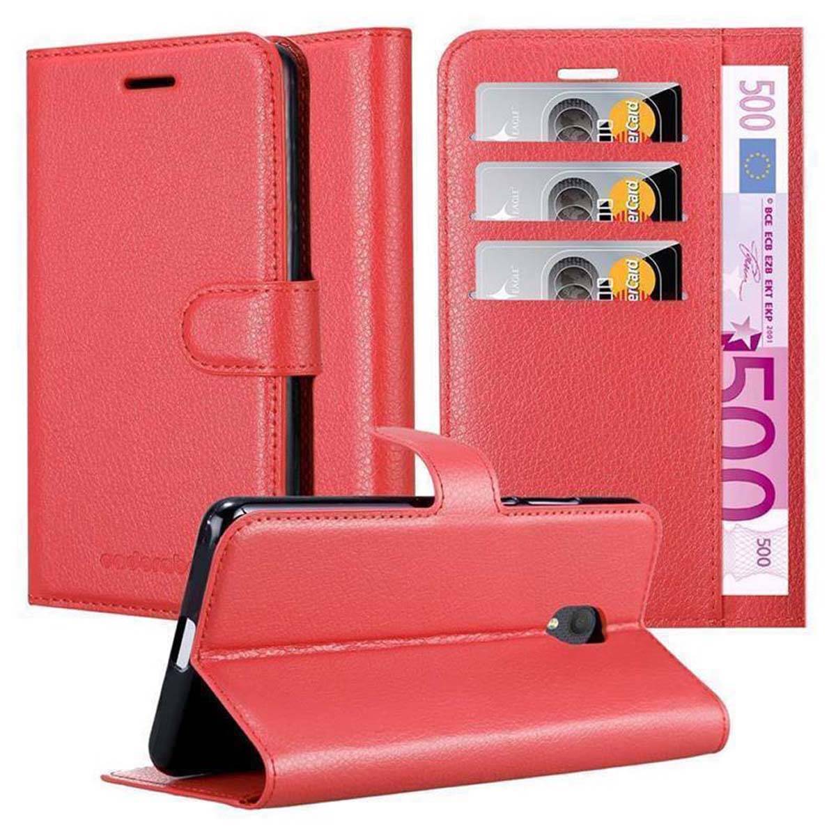Cadorabo Hülle für Alcatel 1C 2019 Schutz Hülle in Rot Handyhülle Etui Case Cover Magnetverschluss