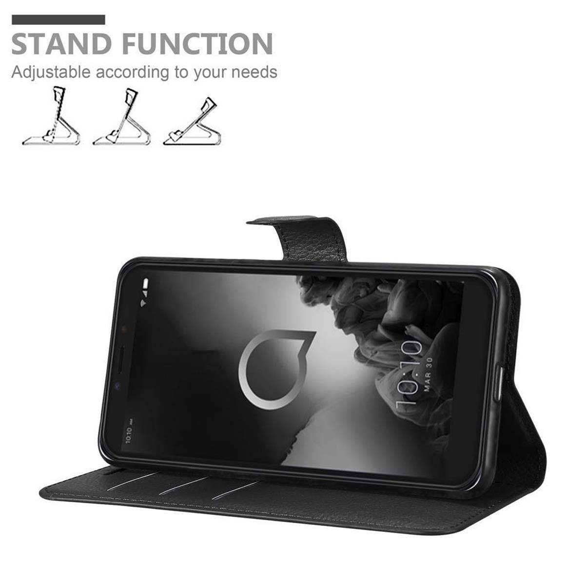 Cadorabo Hülle für Alcatel 1S 2019 Schutz Hülle in Schwarz Handyhülle Etui Case Cover Magnetverschluss