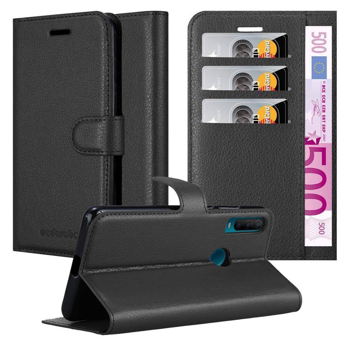 Cadorabo Hülle für Alcatel 1S 2020 Schutz Hülle in Schwarz Handyhülle Etui Case Cover Magnetverschluss