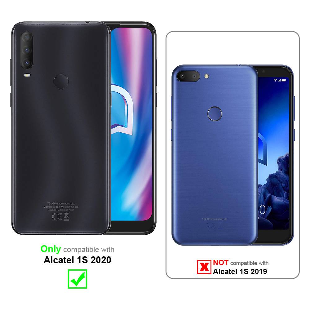 Cadorabo Hülle für Alcatel 1S 2020 Schutz Hülle in Schwarz Handyhülle Etui Case Cover Magnetverschluss