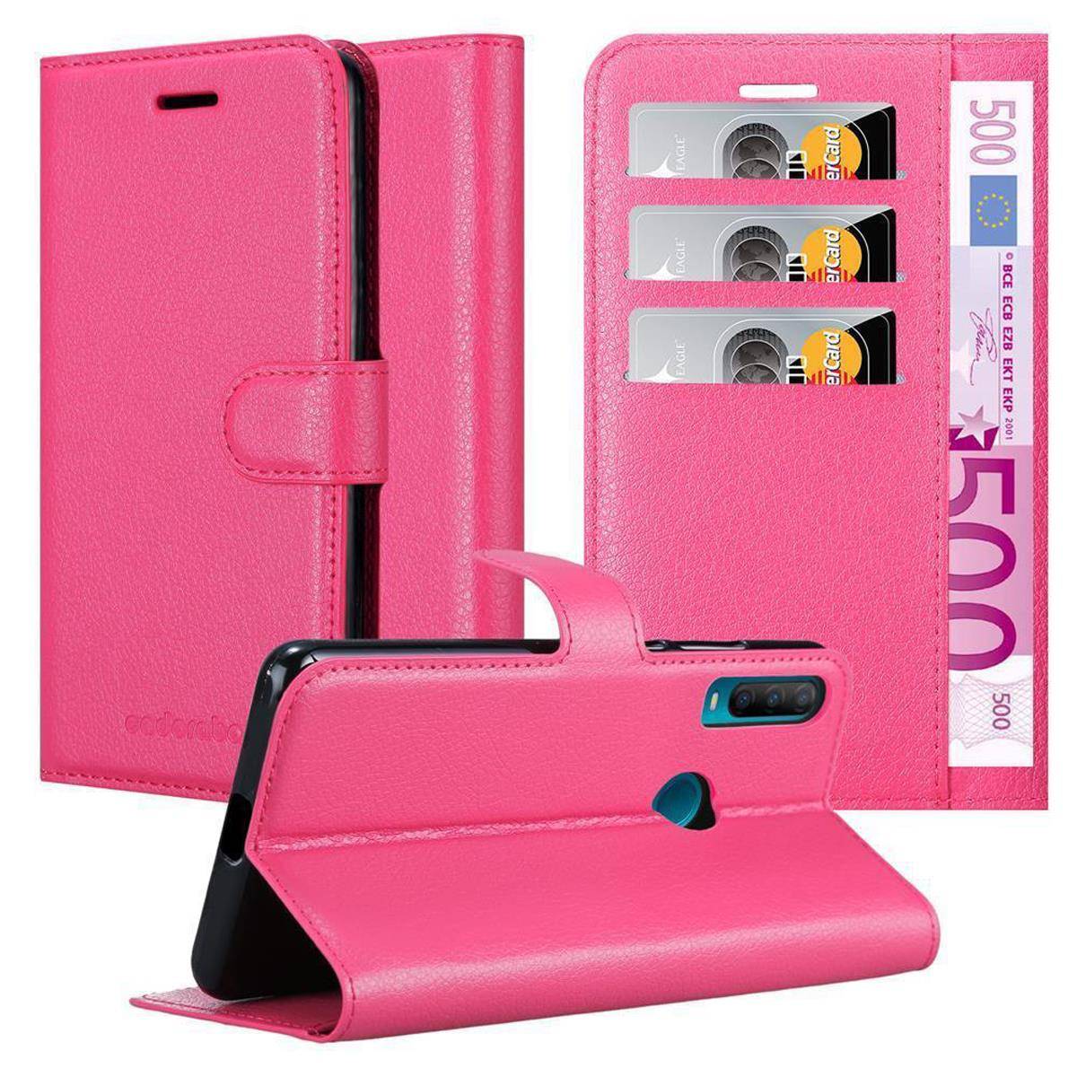 Cadorabo Hülle für Alcatel 1S 2020 Schutz Hülle in Pink Handyhülle Etui Case Cover Magnetverschluss