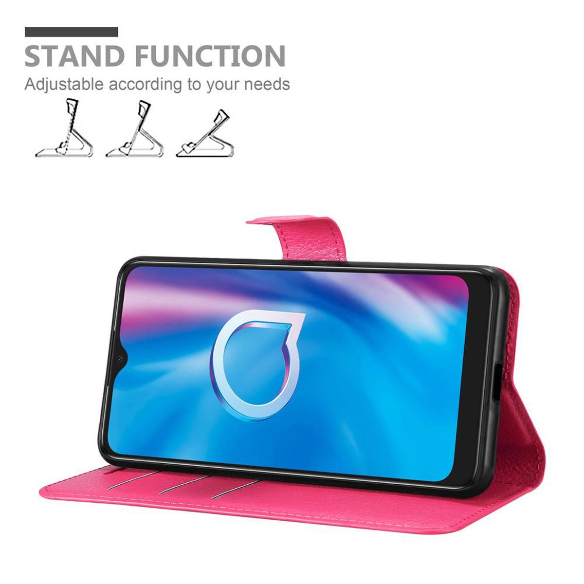 Cadorabo Hülle für Alcatel 1S 2020 Schutz Hülle in Pink Handyhülle Etui Case Cover Magnetverschluss