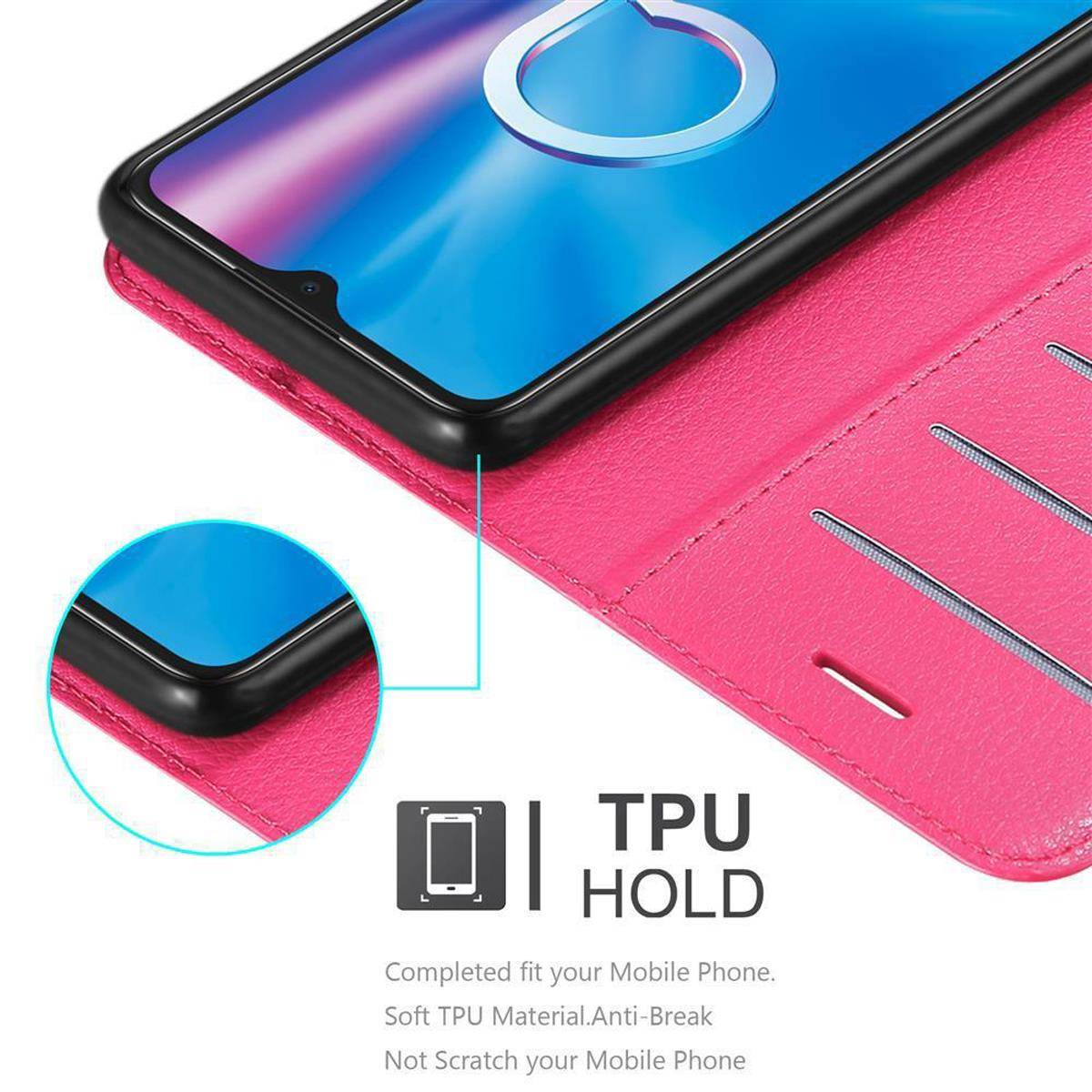 Cadorabo Hülle für Alcatel 1S 2020 Schutz Hülle in Pink Handyhülle Etui Case Cover Magnetverschluss