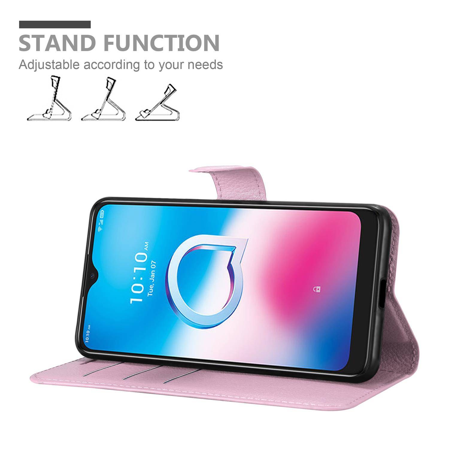 Cadorabo Hülle für Alcatel 1S 2020 Schutz Hülle in Rosa Handyhülle Etui Case Cover Magnetverschluss