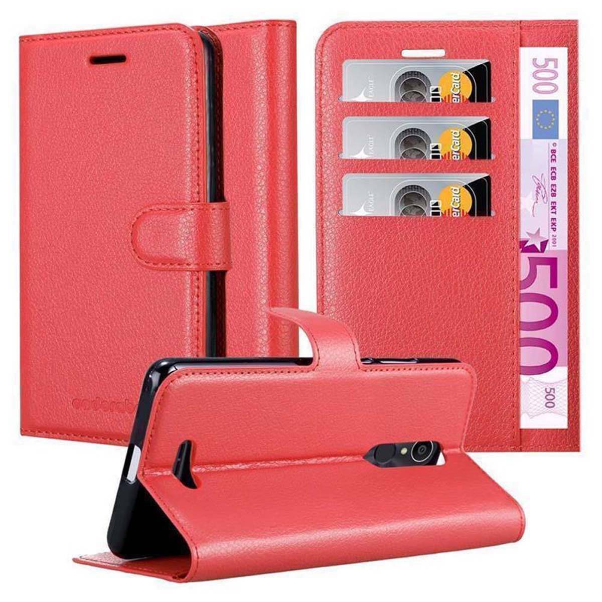 Cadorabo Hülle für Alcatel 3C Schutz Hülle in Rot Handyhülle Etui Case Cover Magnetverschluss