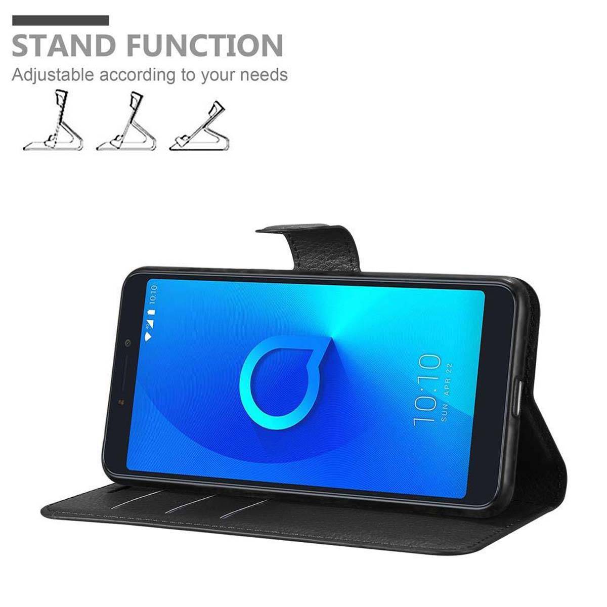 Cadorabo Hülle für Alcatel 3C Schutz Hülle in Schwarz Handyhülle Etui Case Cover Magnetverschluss