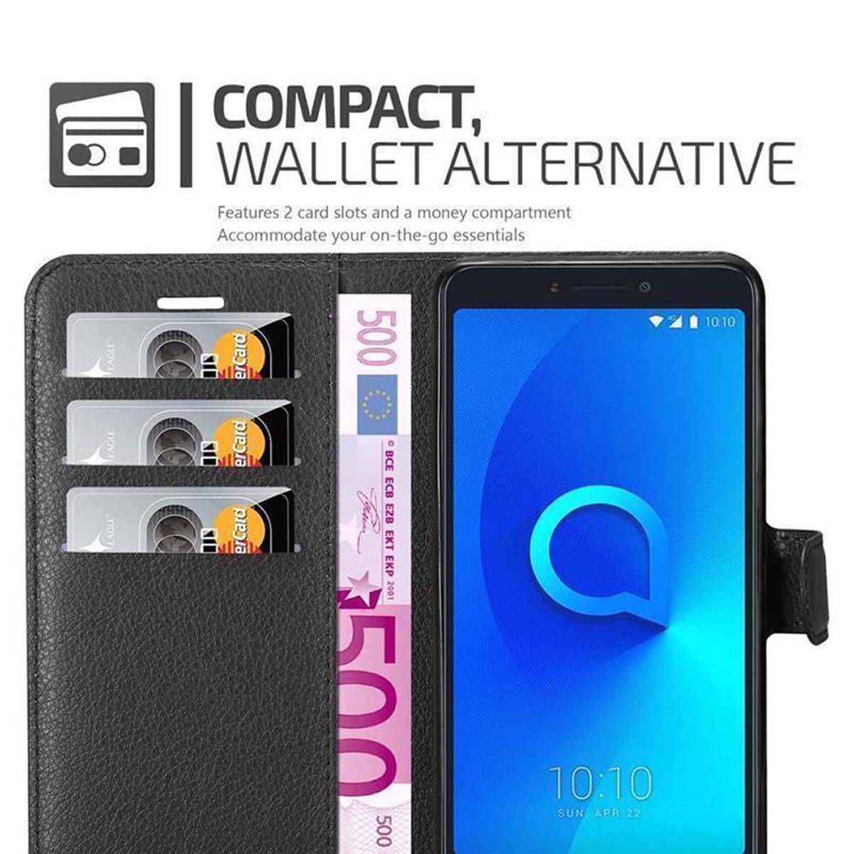 Cadorabo Hülle für Alcatel 3C Schutz Hülle in Schwarz Handyhülle Etui Case Cover Magnetverschluss