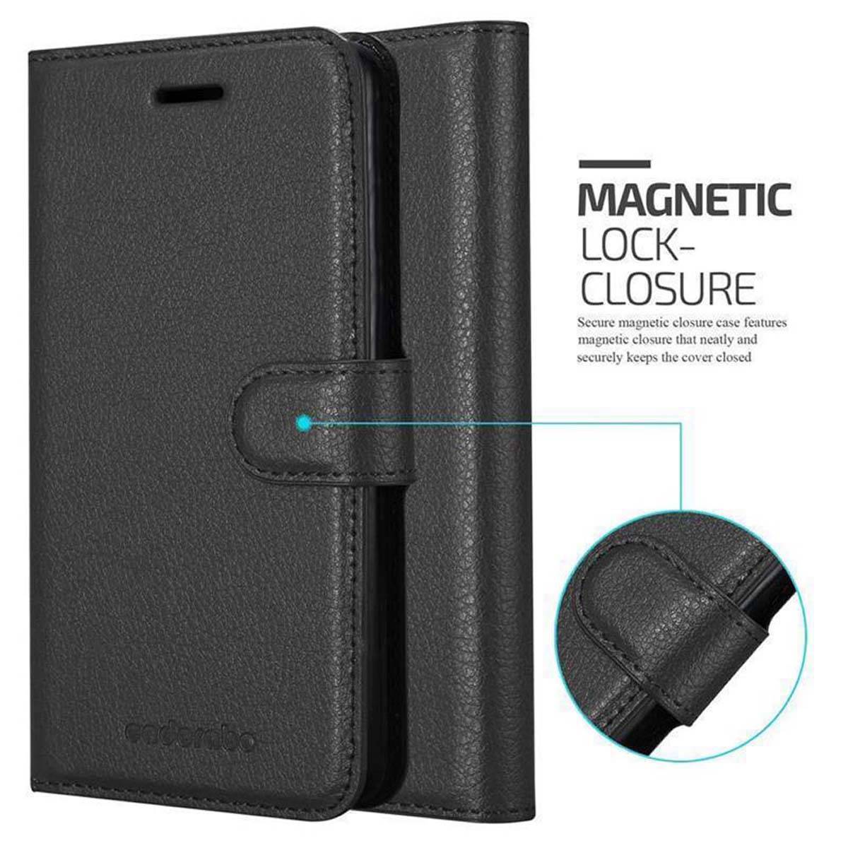 Cadorabo Hülle für Alcatel 3C Schutz Hülle in Schwarz Handyhülle Etui Case Cover Magnetverschluss