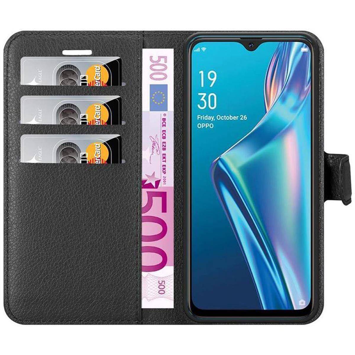 Cadorabo Hülle für Oppo A12 Schutz Hülle in Schwarz Handyhülle Etui Case Cover Magnetverschluss