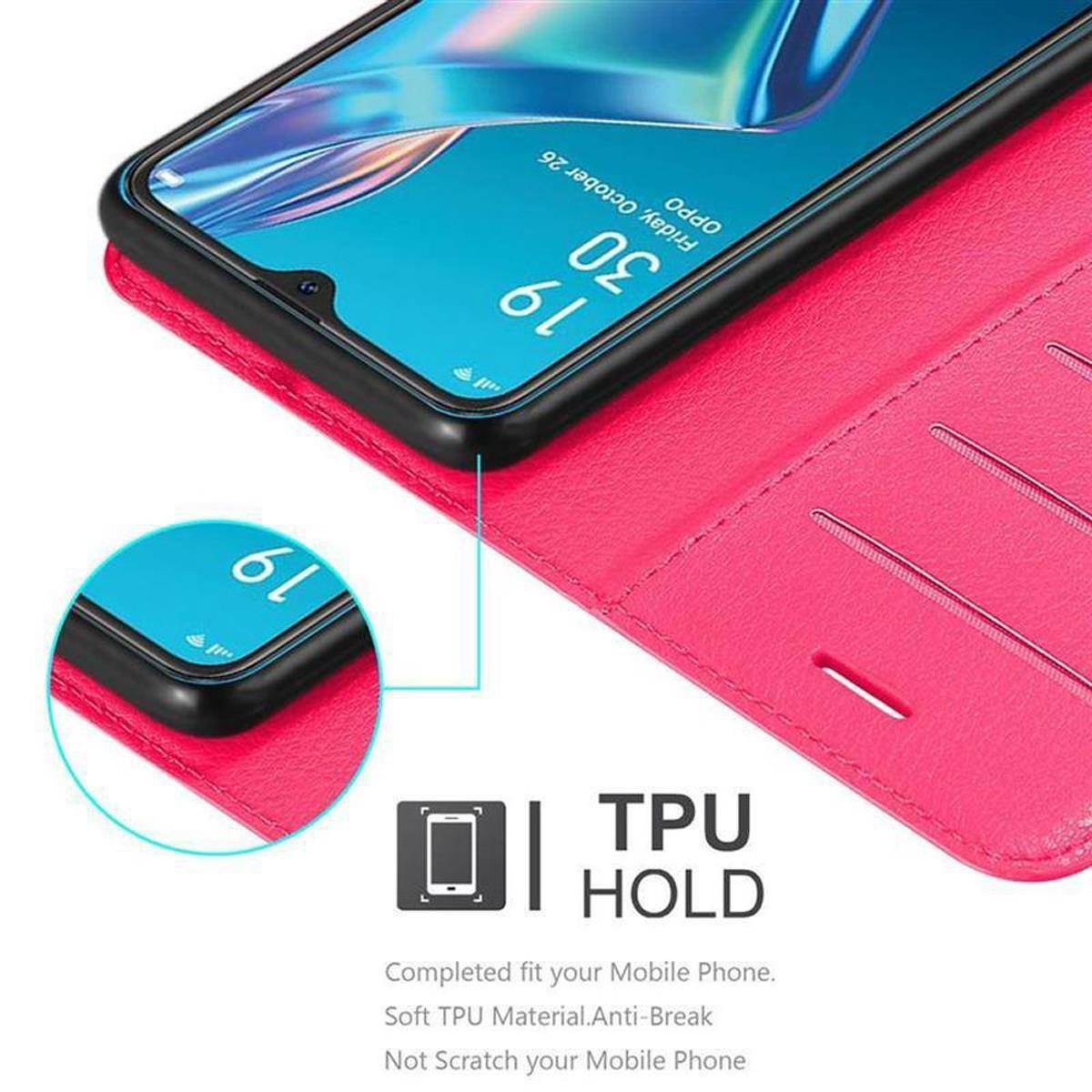 Cadorabo Hülle für Oppo A12 Schutz Hülle in Pink Handyhülle Etui Case Cover Magnetverschluss