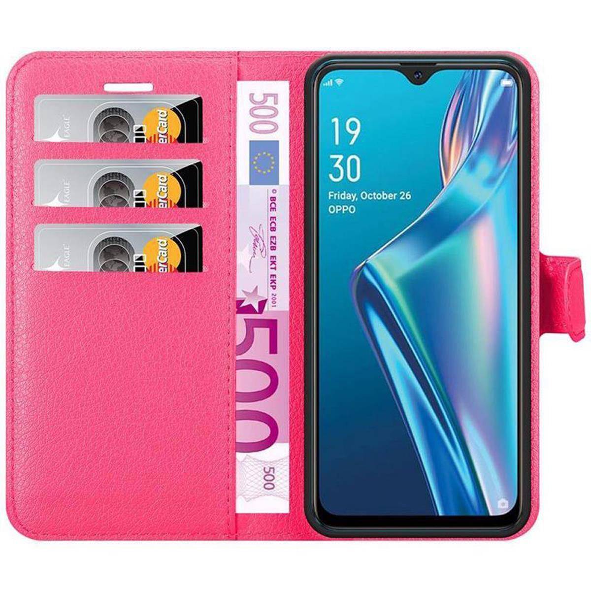 Cadorabo Hülle für Oppo A12 Schutz Hülle in Pink Handyhülle Etui Case Cover Magnetverschluss