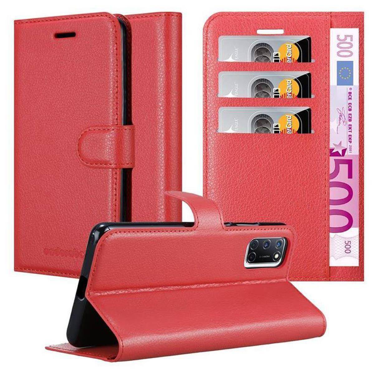Cadorabo Hülle für Oppo A52 Schutz Hülle in Rot Handyhülle Etui Case Cover Magnetverschluss