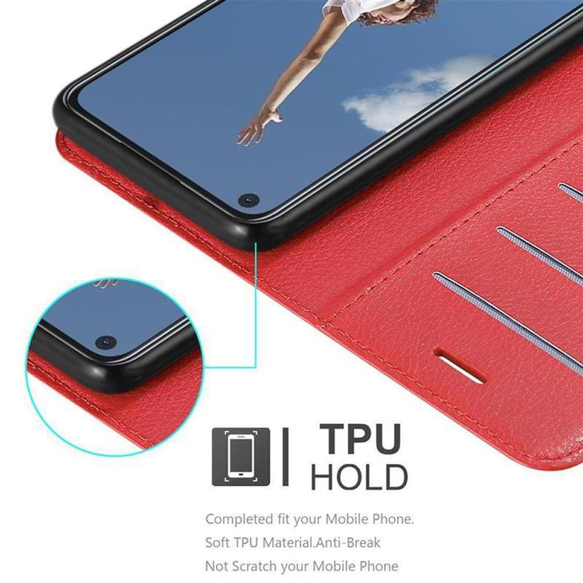 Cadorabo Hülle für Oppo A52 Schutz Hülle in Rot Handyhülle Etui Case Cover Magnetverschluss