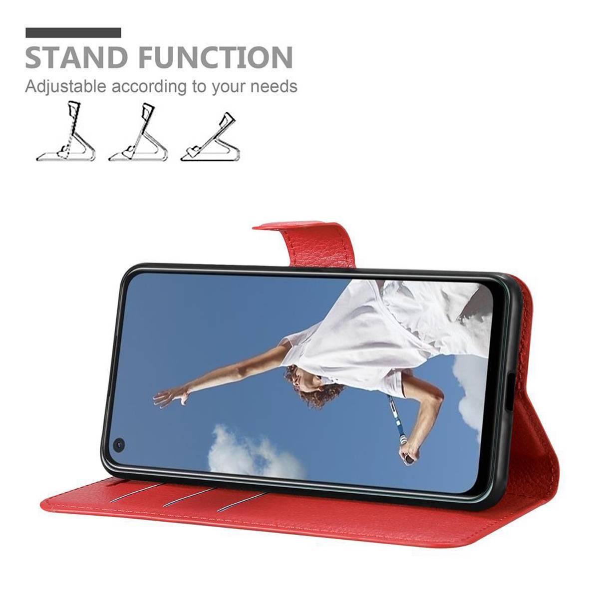 Cadorabo Hülle für Oppo A52 Schutz Hülle in Rot Handyhülle Etui Case Cover Magnetverschluss