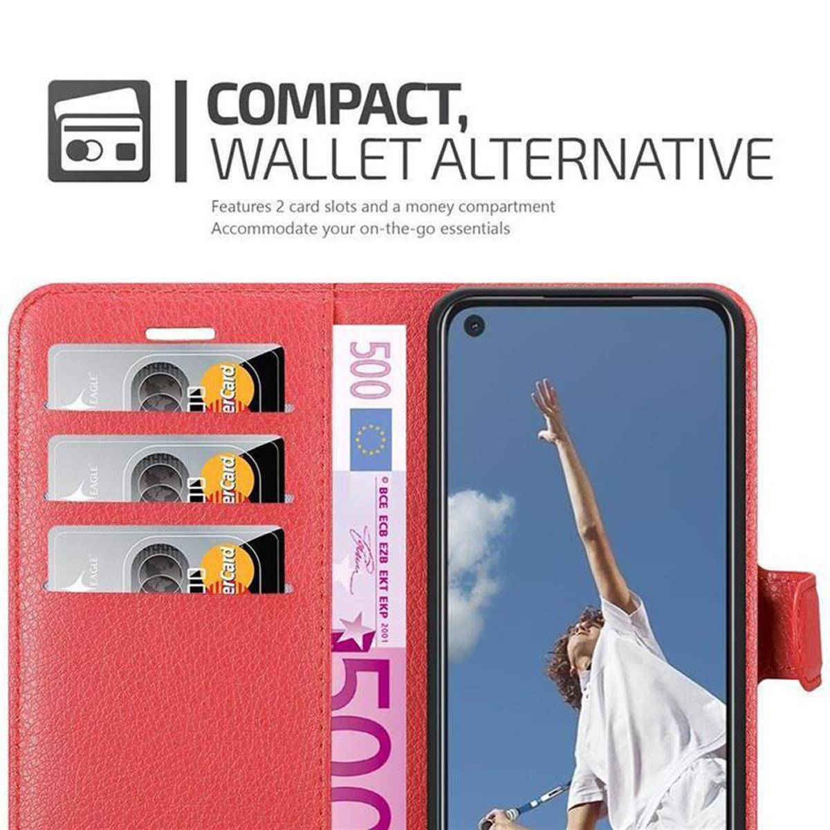 Cadorabo Hülle für Oppo A52 Schutz Hülle in Rot Handyhülle Etui Case Cover Magnetverschluss