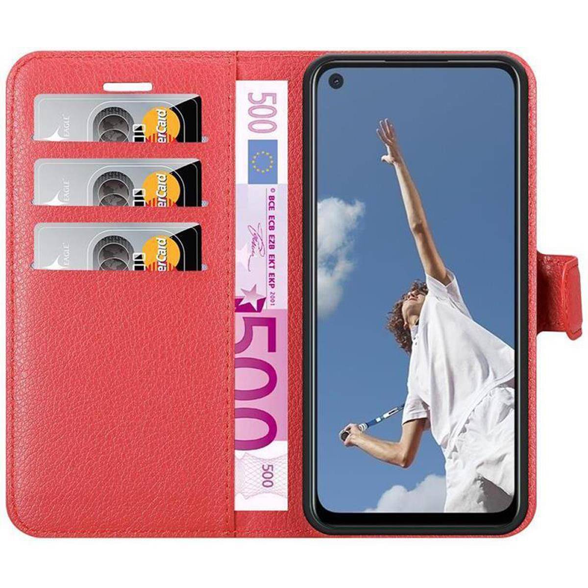 Cadorabo Hülle für Oppo A52 Schutz Hülle in Rot Handyhülle Etui Case Cover Magnetverschluss
