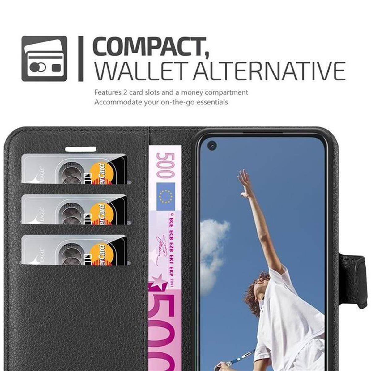 Cadorabo Hülle für Oppo A52 Schutz Hülle in Schwarz Handyhülle Etui Case Cover Magnetverschluss