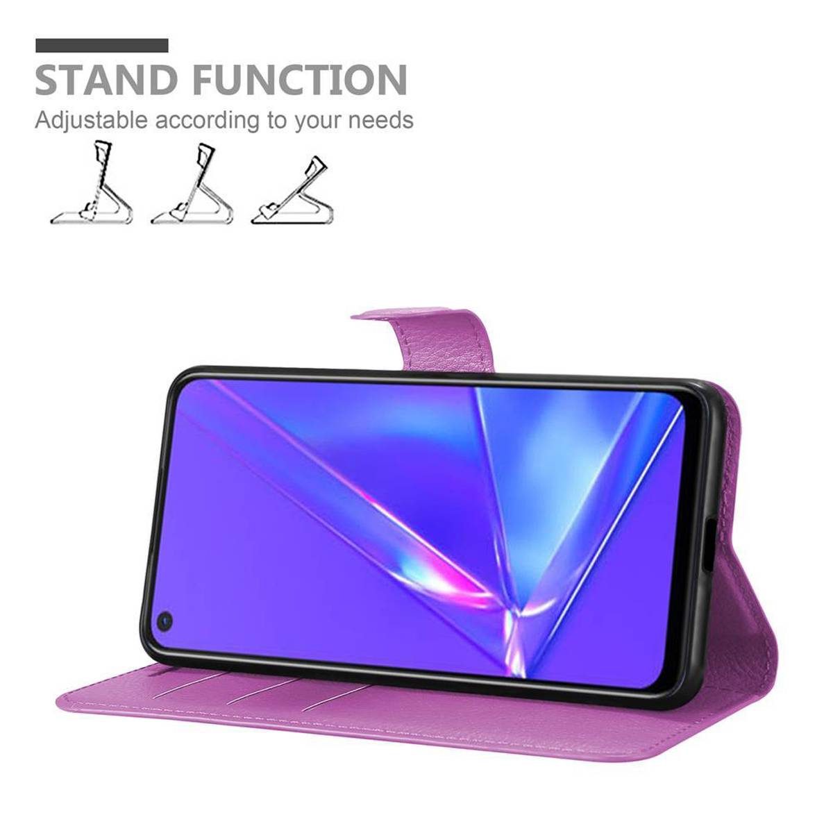 Cadorabo Hülle für Oppo A72 Schutz Hülle in Lila Handyhülle Etui Case Cover Magnetverschluss