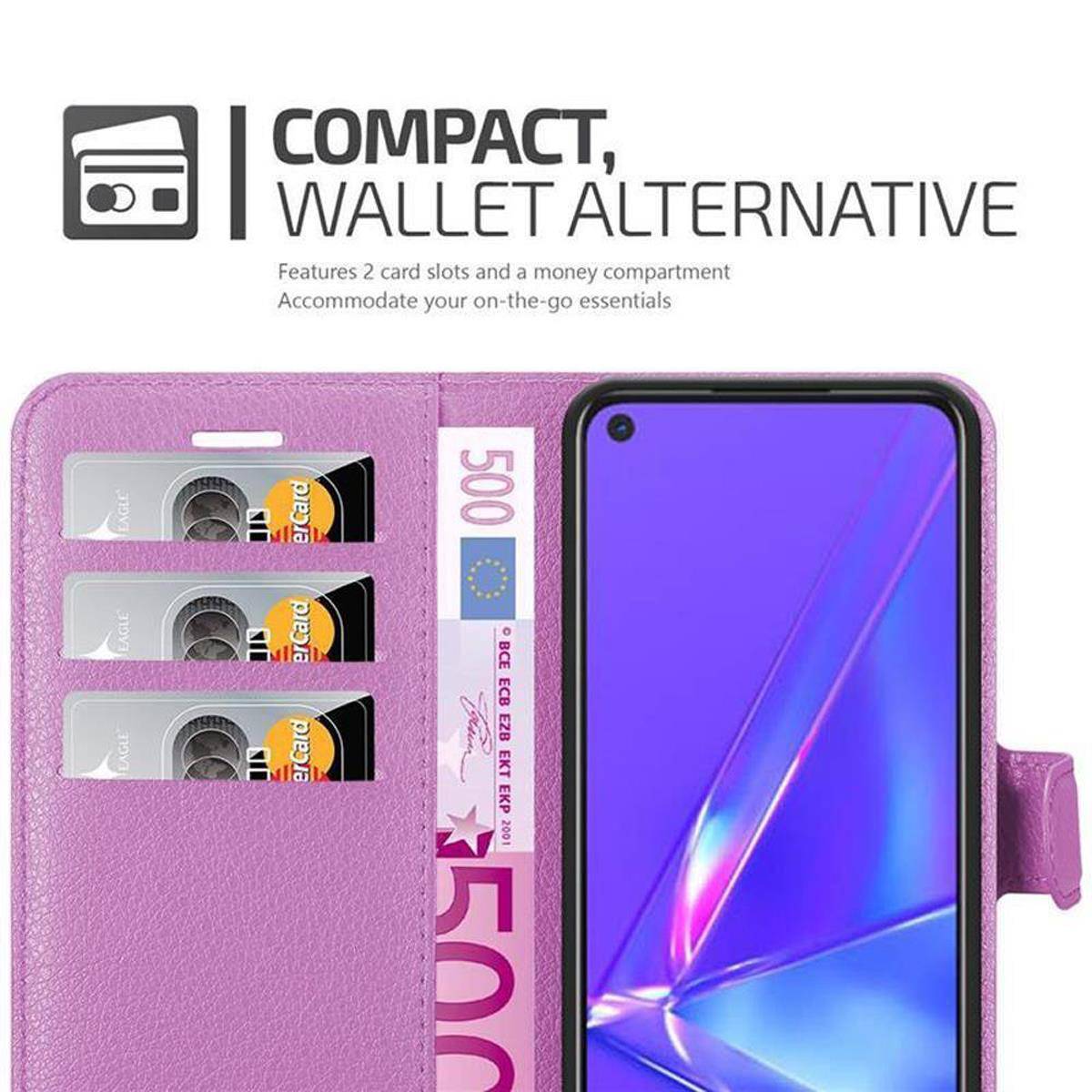 Cadorabo Hülle für Oppo A72 Schutz Hülle in Lila Handyhülle Etui Case Cover Magnetverschluss