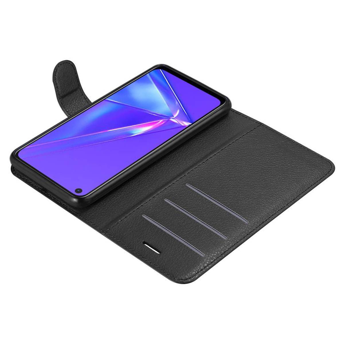 Cadorabo Hülle für Oppo A72 Schutz Hülle in Schwarz Handyhülle Etui Case Cover Magnetverschluss