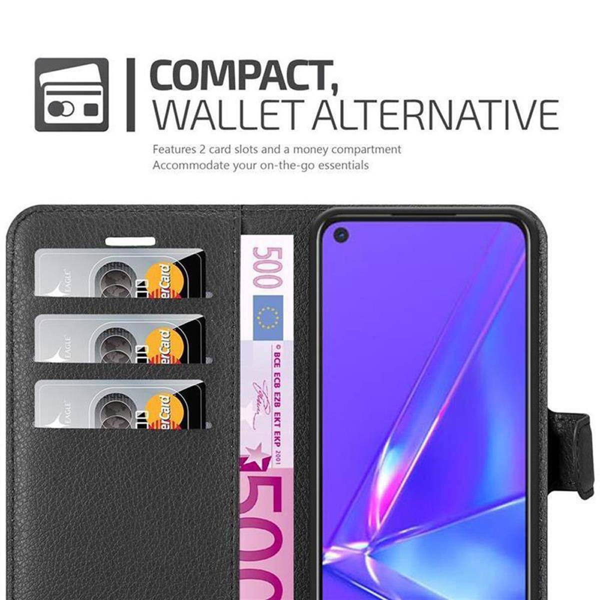Cadorabo Hülle für Oppo A72 Schutz Hülle in Schwarz Handyhülle Etui Case Cover Magnetverschluss