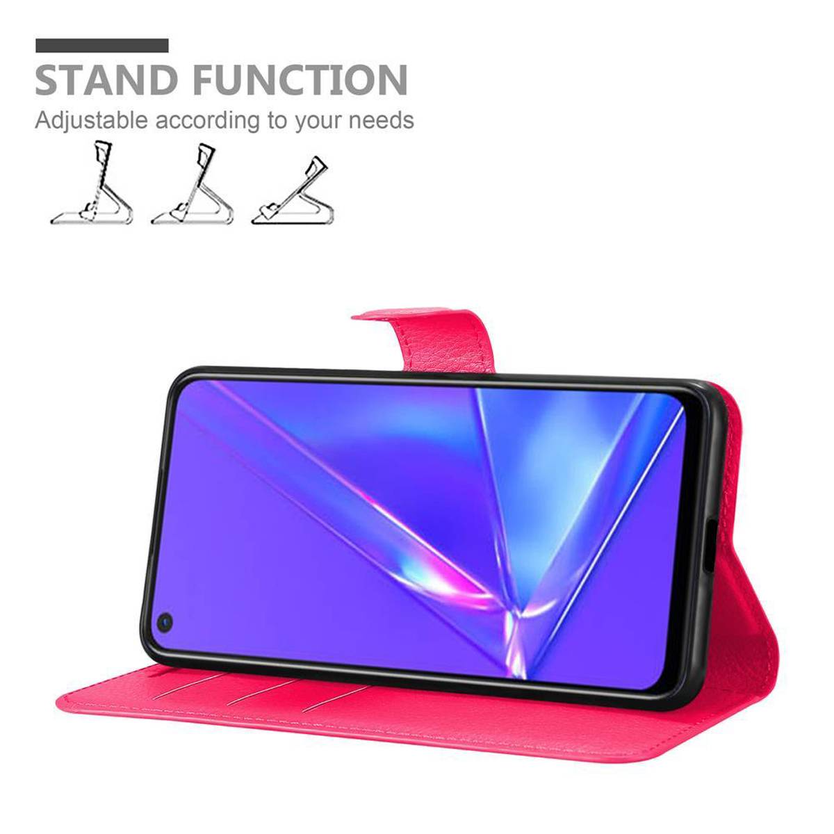 Cadorabo Hülle für Oppo A72 Schutz Hülle in Pink Handyhülle Etui Case Cover Magnetverschluss