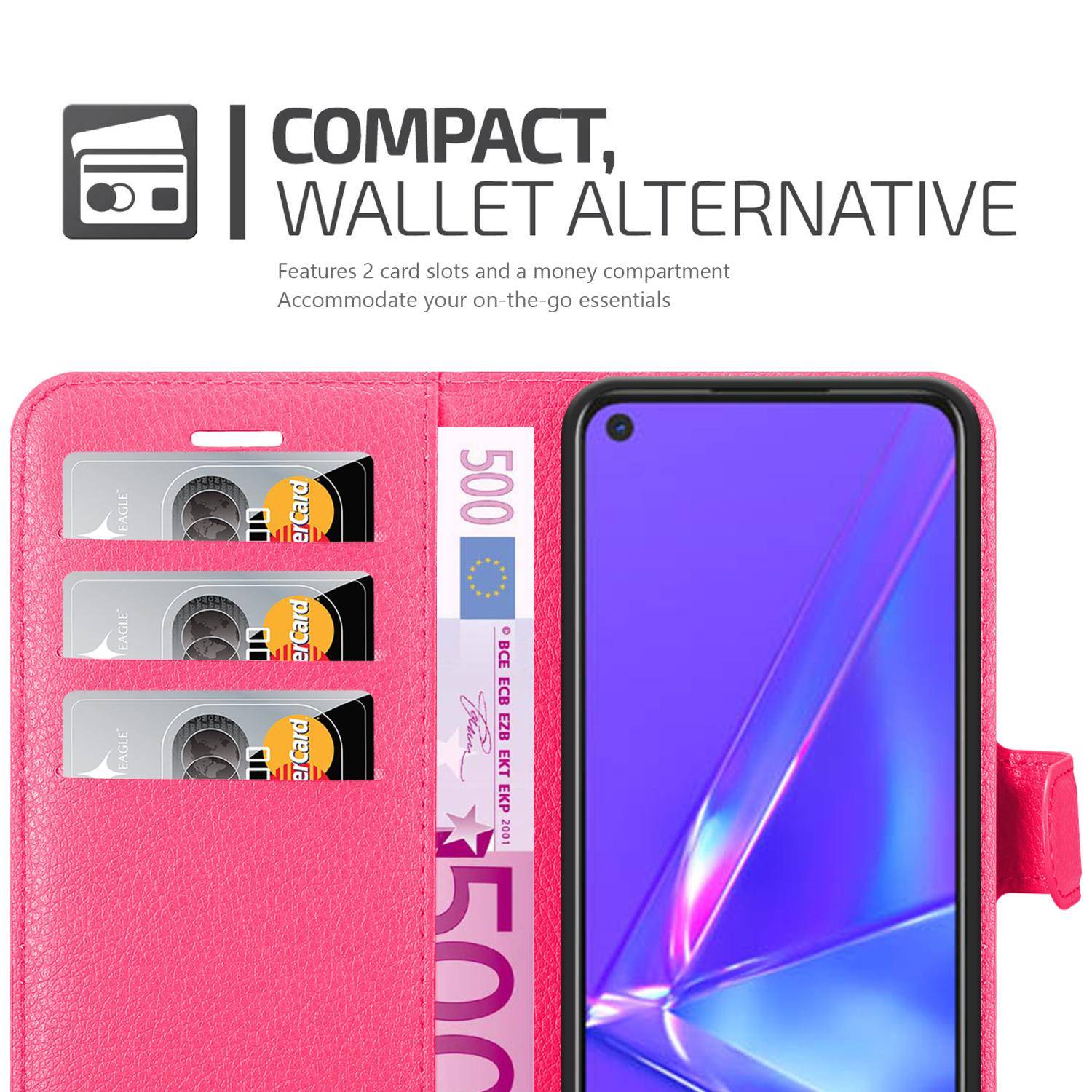 Cadorabo Hülle für Oppo A72 Schutz Hülle in Rosa Handyhülle Etui Case Cover Magnetverschluss