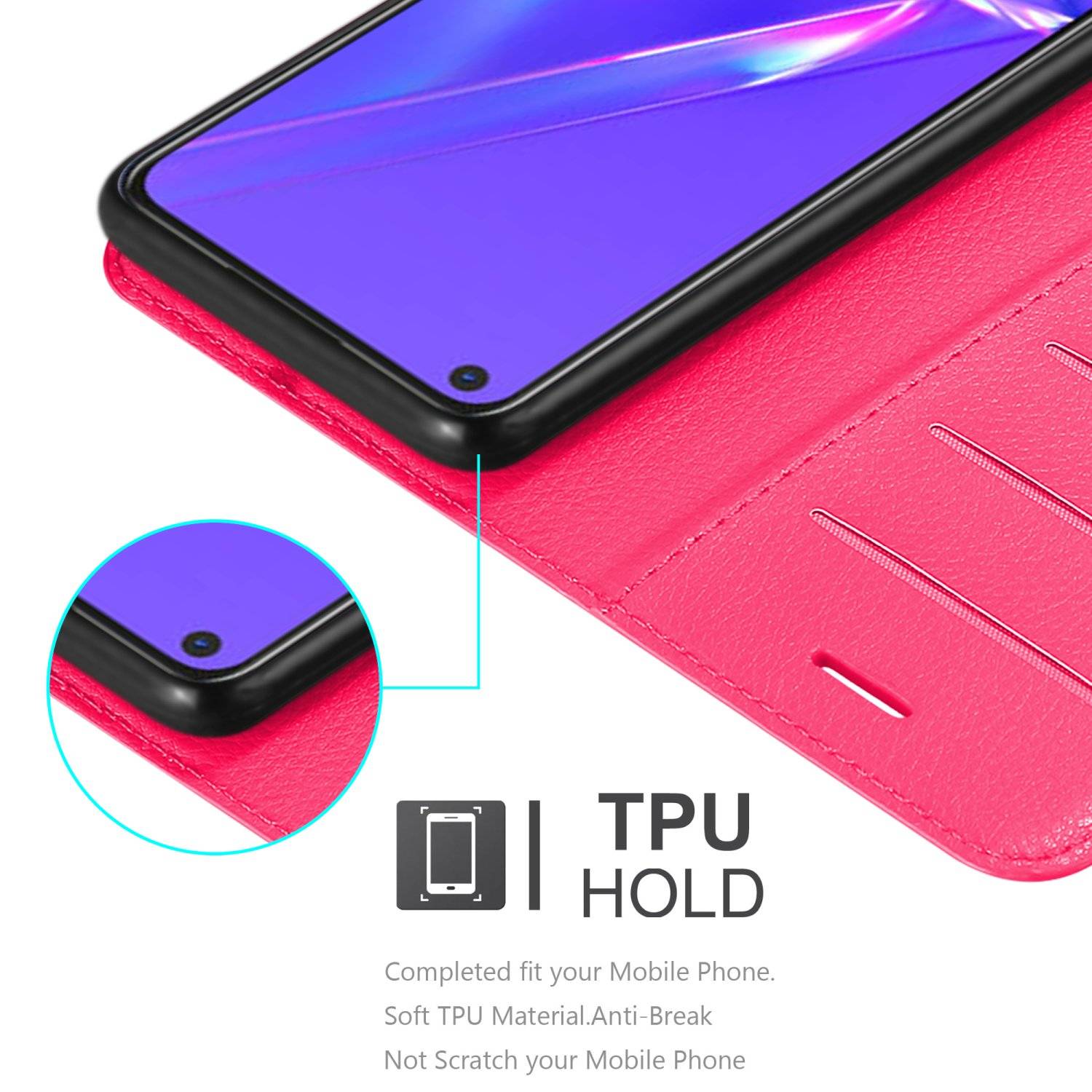 Cadorabo Hülle für Oppo A72 Schutz Hülle in Rosa Handyhülle Etui Case Cover Magnetverschluss