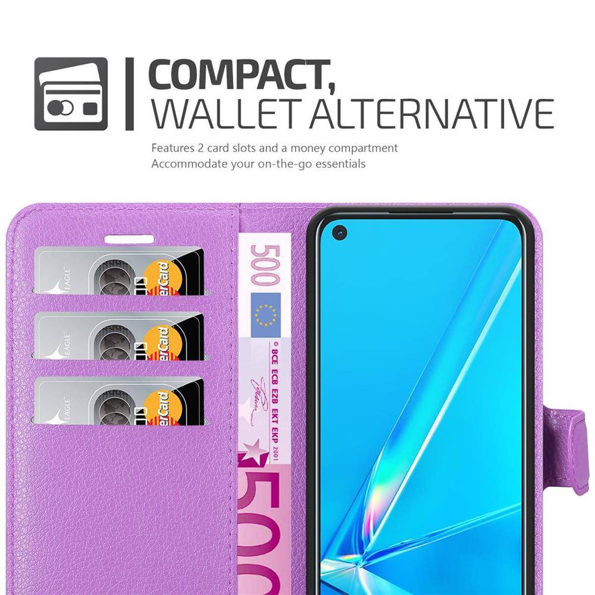 Cadorabo Hülle für Oppo A92 Schutz Hülle in Lila Handyhülle Etui Case Cover Magnetverschluss