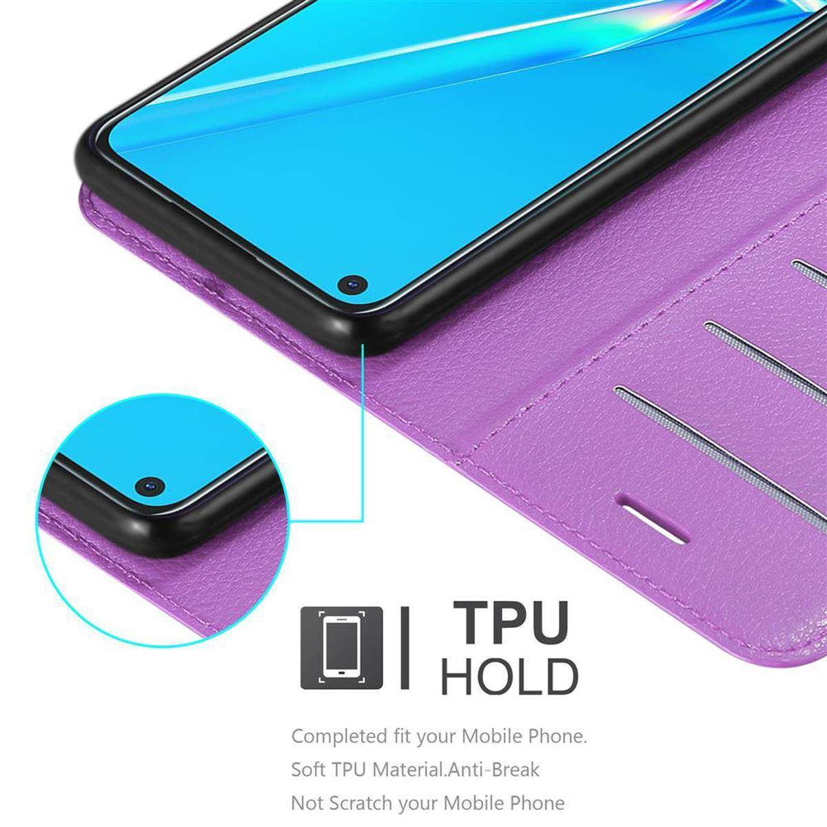 Cadorabo Hülle für Oppo A92 Schutz Hülle in Lila Handyhülle Etui Case Cover Magnetverschluss