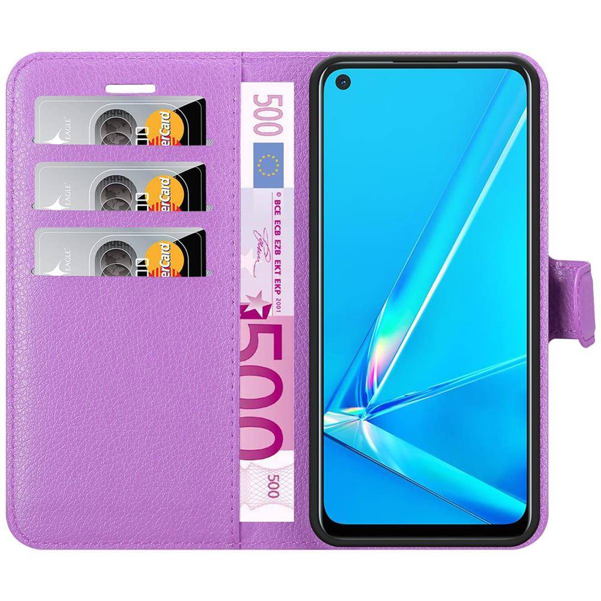 Cadorabo Hülle für Oppo A92 Schutz Hülle in Lila Handyhülle Etui Case Cover Magnetverschluss