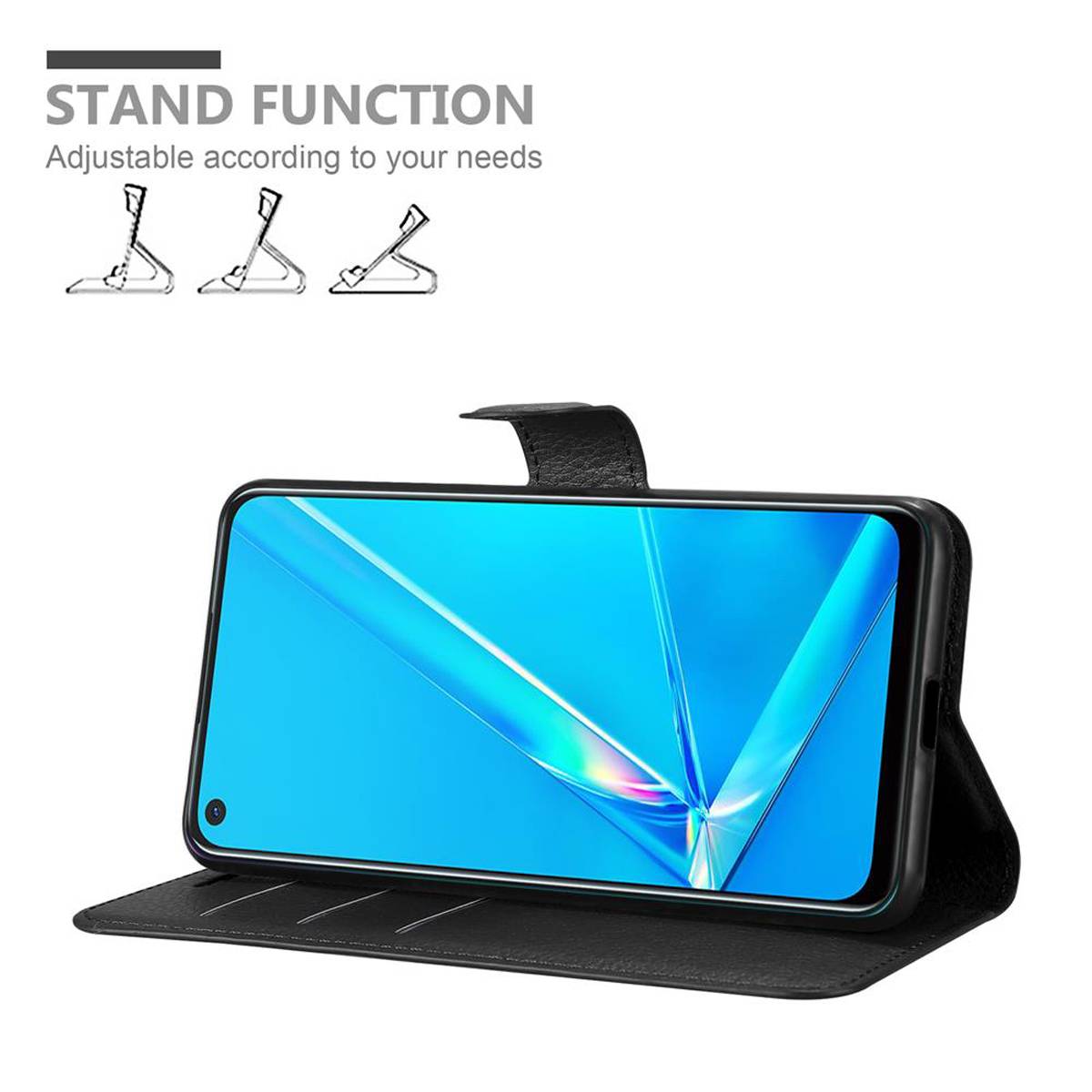 Cadorabo Hülle für Oppo A92 Schutz Hülle in Schwarz Handyhülle Etui Case Cover Magnetverschluss