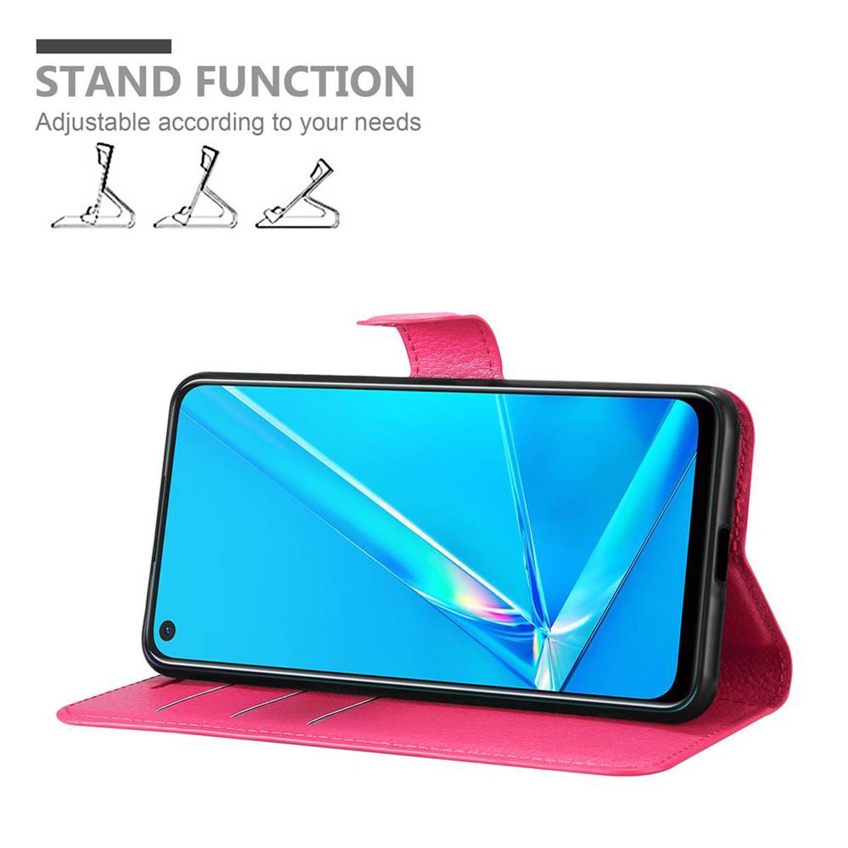 Cadorabo Hülle für Oppo A92 Schutz Hülle in Pink Handyhülle Etui Case Cover Magnetverschluss