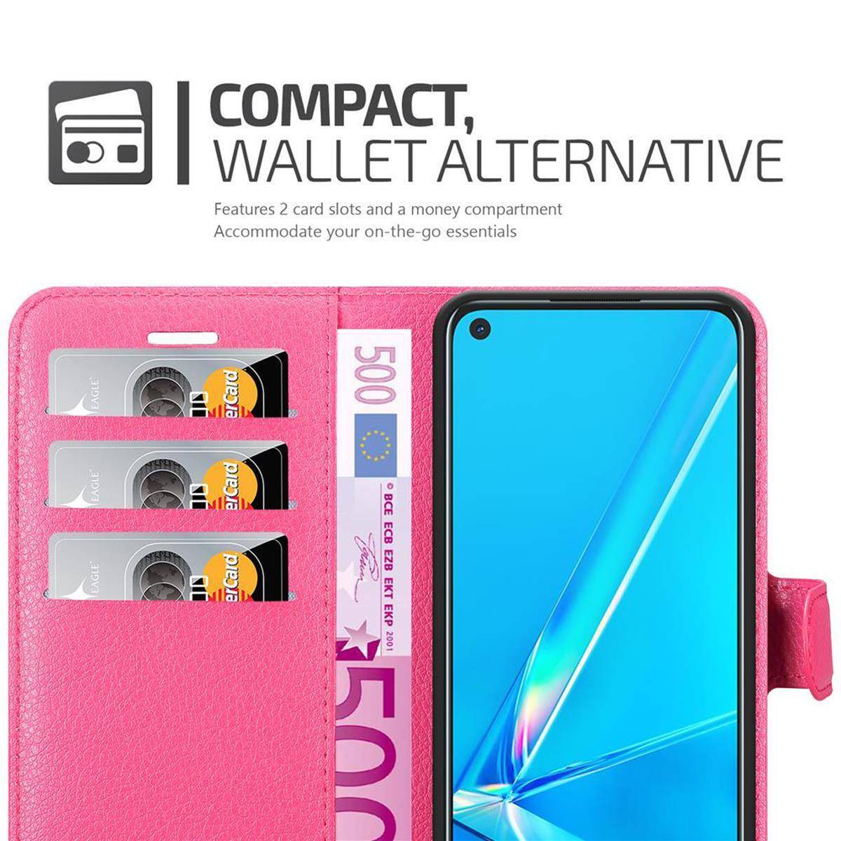 Cadorabo Hülle für Oppo A92 Schutz Hülle in Pink Handyhülle Etui Case Cover Magnetverschluss
