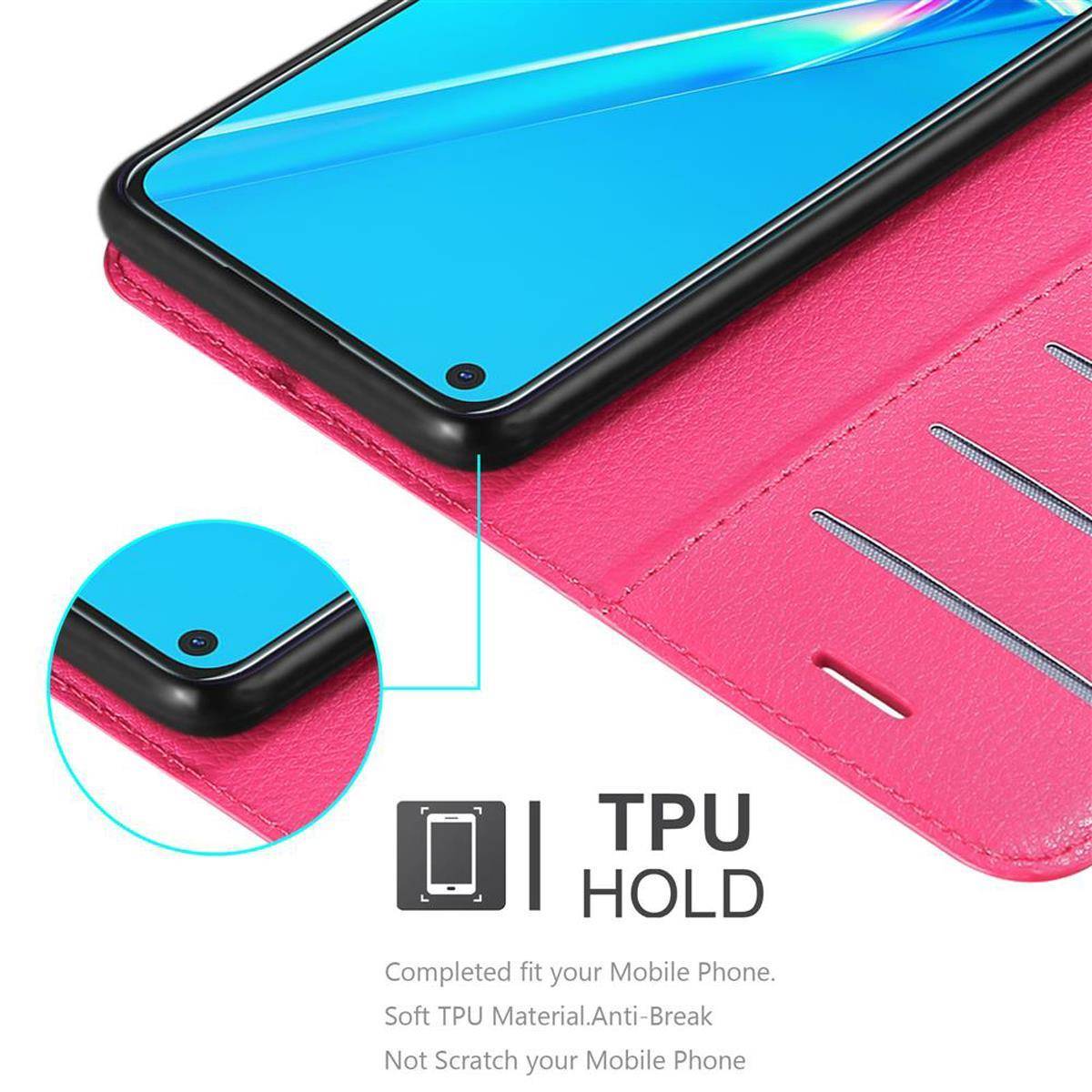Cadorabo Hülle für Oppo A92 Schutz Hülle in Pink Handyhülle Etui Case Cover Magnetverschluss