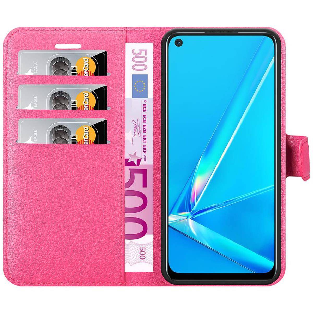 Cadorabo Hülle für Oppo A92 Schutz Hülle in Pink Handyhülle Etui Case Cover Magnetverschluss